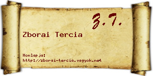 Zborai Tercia névjegykártya